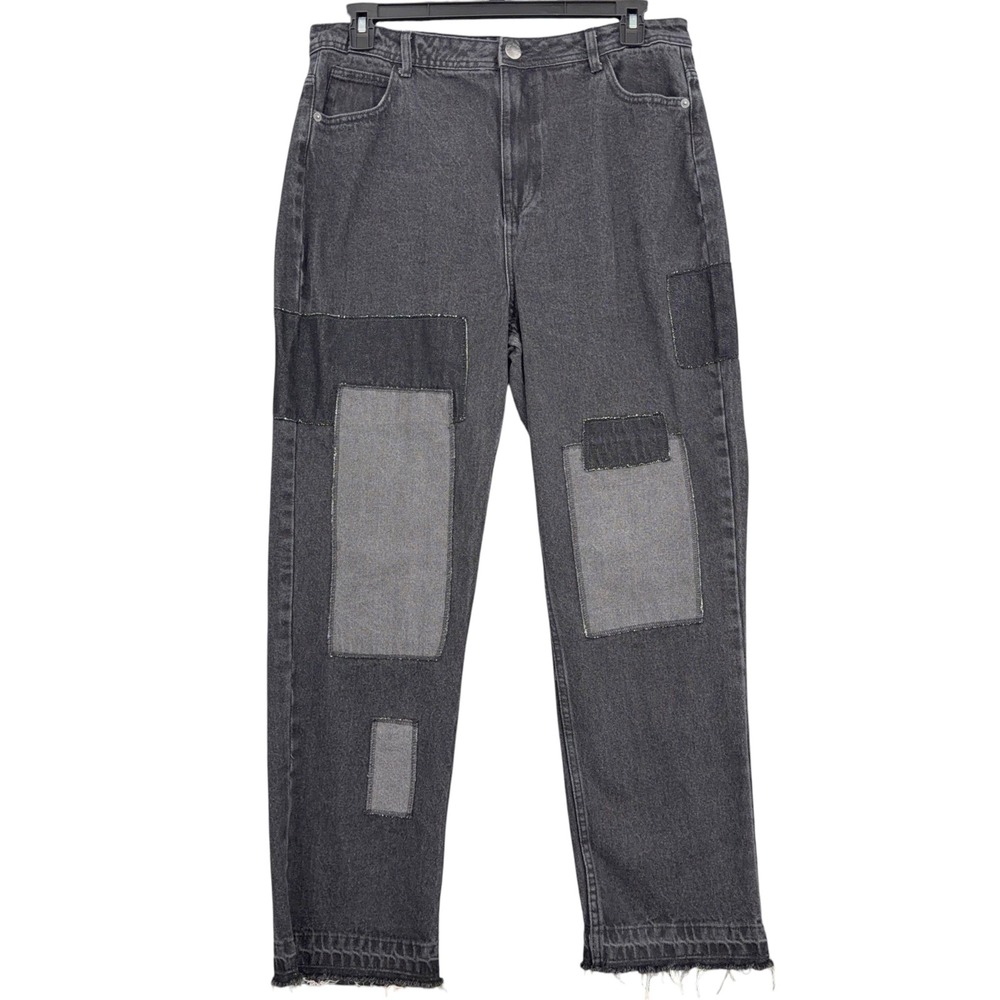 Nasty Gal Collection Patchwork Jeans Womens 12 Cotton Charcoal Grey